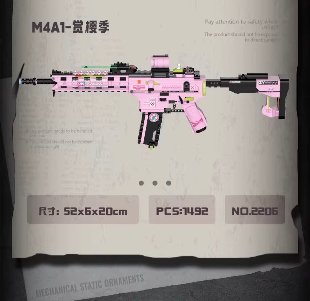 M4A1 Building Block Model – Cherry Blossom Edition (1492 PCS)